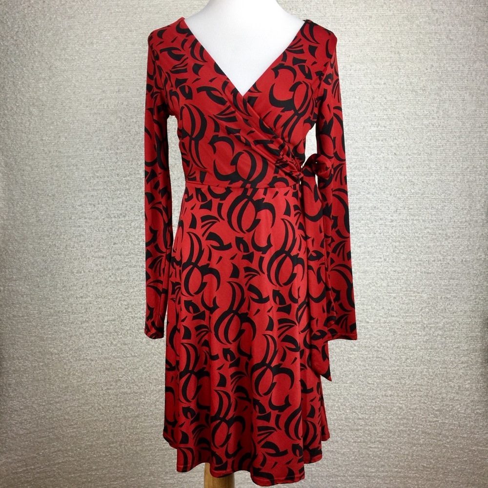 Allison Brittney red black faux sheath dress small